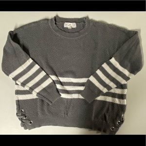 Pink Republic gray stripped sweater (NWOT)